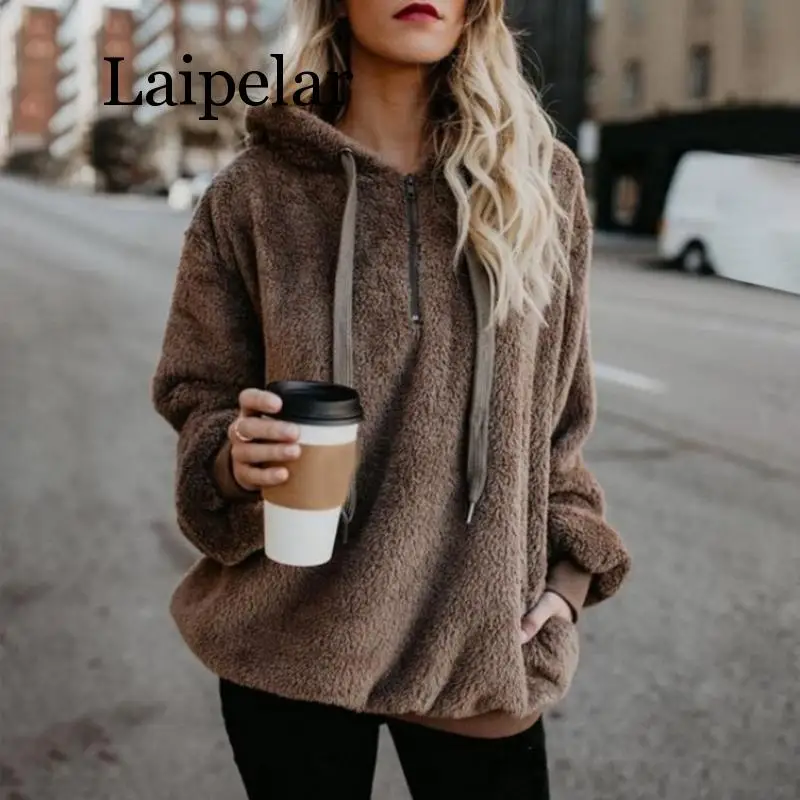 

Laipelar New Autumn Spring Solid Hoodies Fleece Women Sweatshirts Fashion Casual Fashion Long Sleeve Zipper Pullovers Large Size