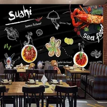 Пользовательские 3d обои красочные ручной росписью доски морепродукты Омары Ресторан украшения фон обои росписи