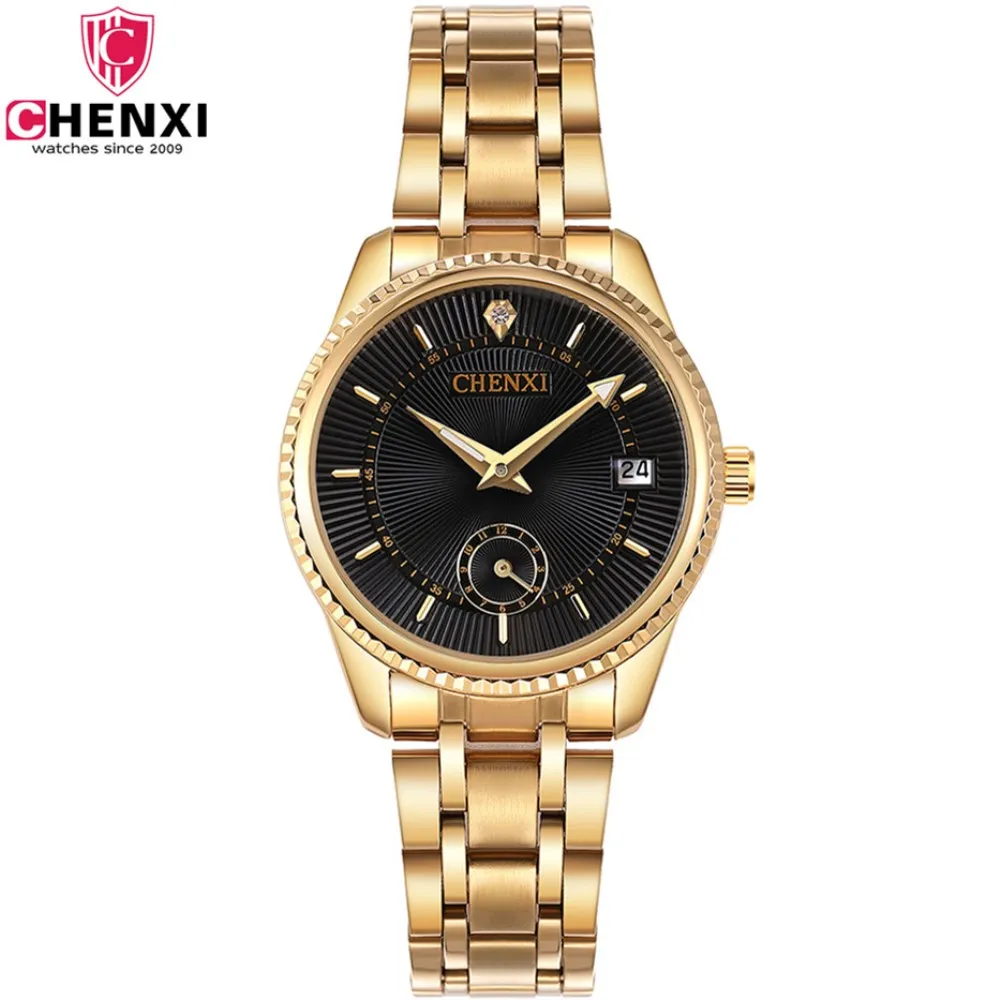 

CHENXI Women Fashion Rhinestones Design Ladies Quartz Watch Stainless Steel Womens Wristwatch Luxury Clock Female Golden Watches