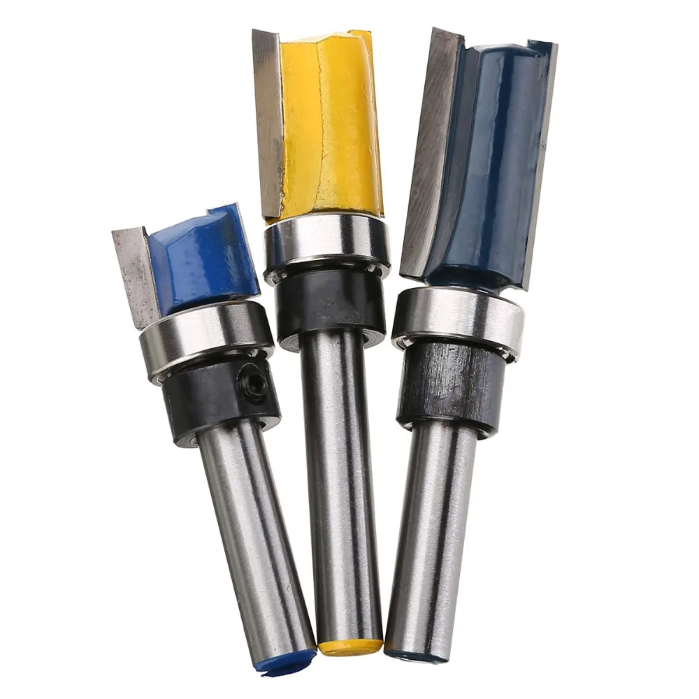 

3Pcs Trim Pattern Router Bit Set 1/4" Straight Woodworking Milling Cutters Trimmer For Power Tool