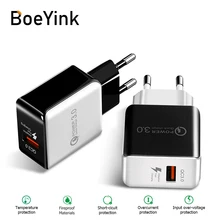 Универсальное зарядное устройство USB QC3.0 с европейской вилкой, 18 Вт, быстрая зарядка, 3,0 быстрый адаптер, настенное зарядное устройство для мобильного телефона для iPhone XS MAX XR 7 8 samsung
