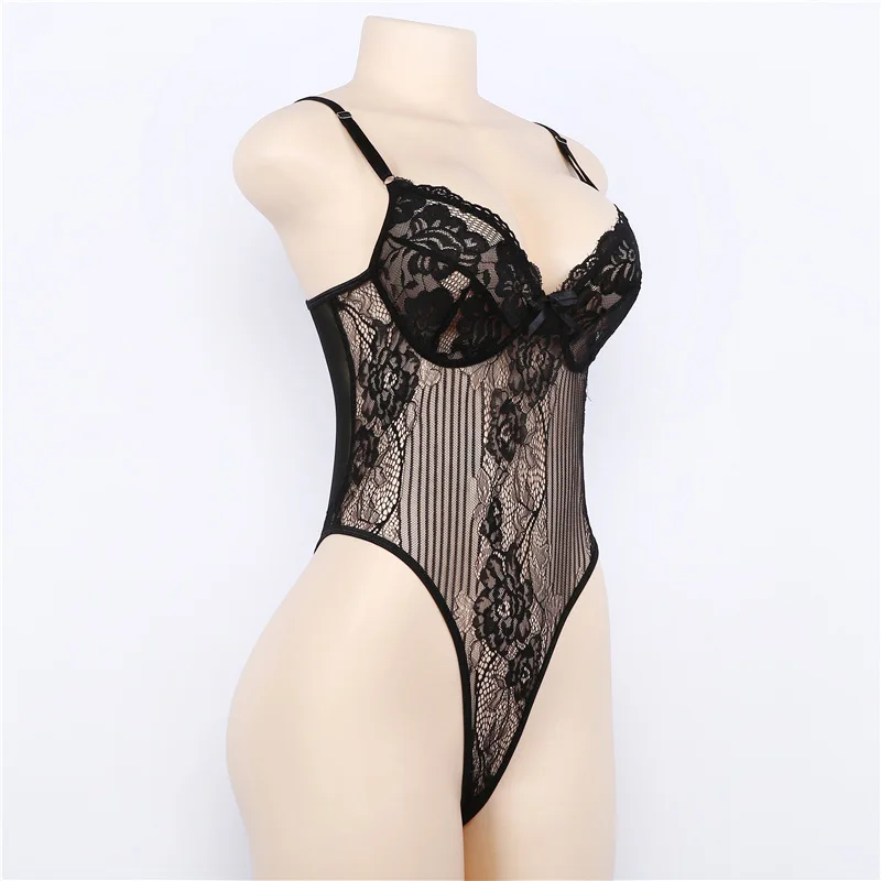 black lace bodysuit isiksus Black Summer Thong Transparent Sexy Bodysuit Women Lace White mesh Backless Off Shoulder 2019 Bodysuit For Women JS030 sexy bodysuit