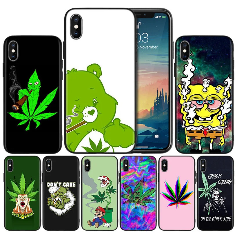 

Minions bear smoking grass cigar Soft Black Silicone Case Cover for iPhone 7 8 XS Max XR X 6 6S 5 5C 5S SE Plus