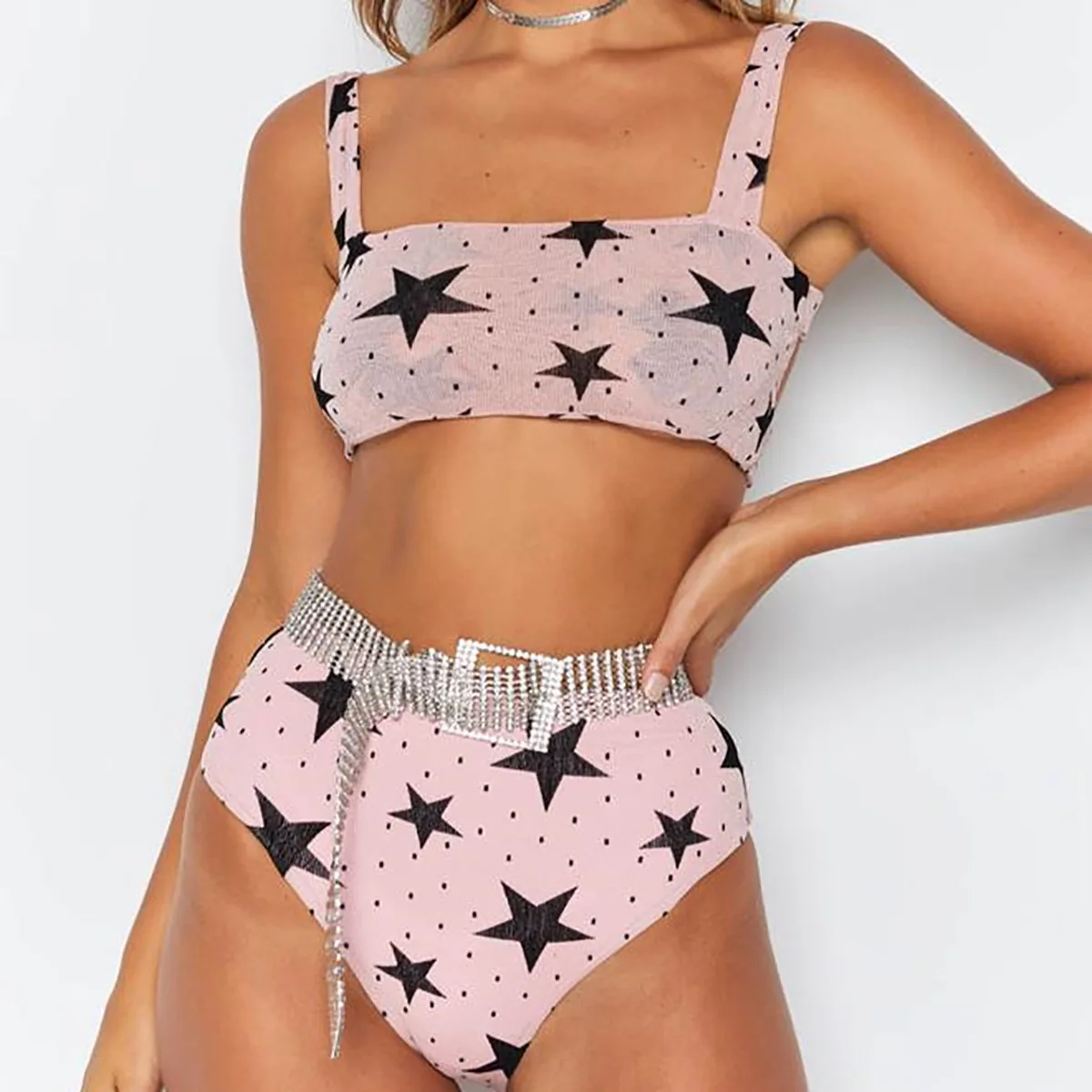

Women Fashion Chic Streetwear Underwear Set Women Star Print Kawaii Lingerie Set Sexy Shiny Bralette Club Party Wear