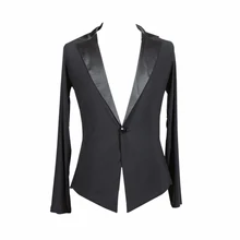 Мужские рубашки для латинских танцев высокого качества, черные шелковые топы для взрослых, мужские бальные Винтажные эластичные летние рубашки, одежда 10385