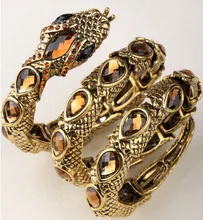 Banda para el brazo superior pulsera brazalete del estiramiento de la serpiente para las mujeres punk rock brazalete de cristal joyas de oro antiguo y plata dropshipping A32