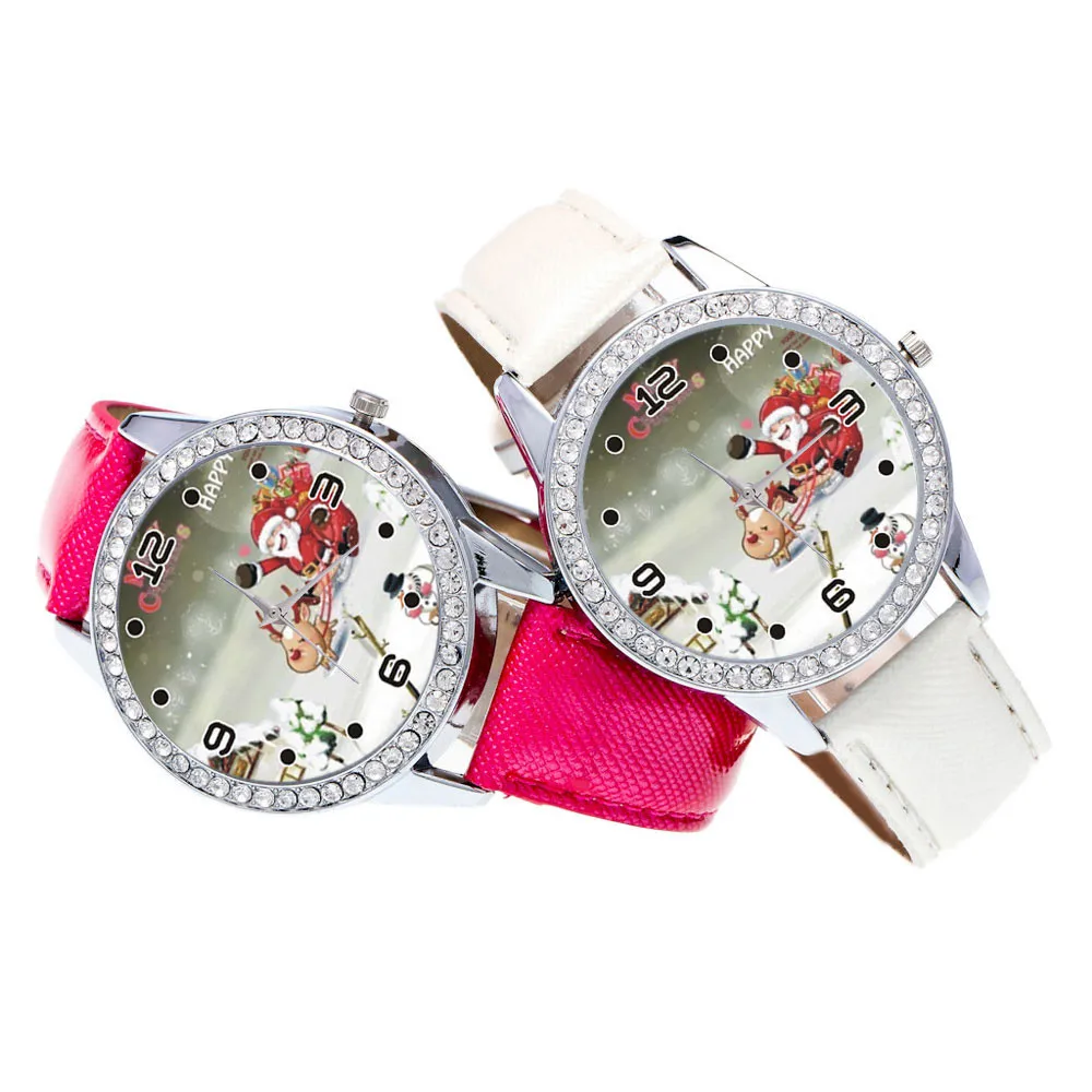 Vogue Diamond Leather Band Analog Quartz  Wrist Women Watch For Christmas Gifts