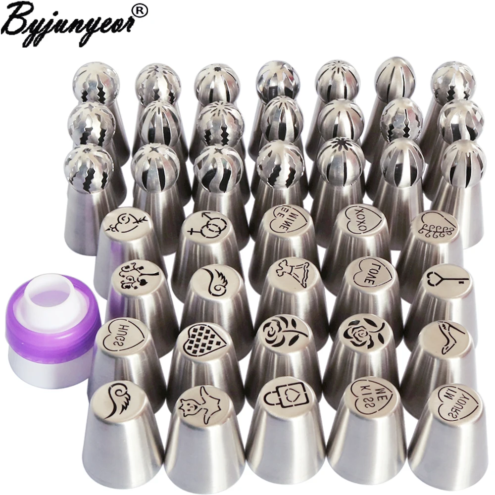 Byjunyeor 41 Pcs/set Russian Stainless Steel Cake Icing Pastry Cakes