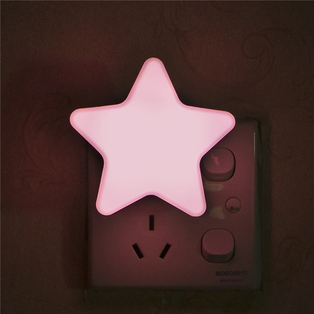 

Mini Star LED Night Light AC110/220V Pulg-in Wall Socket Bedside Lamp EU/US Light Sensor Control Novelty Children Night Lamp HA