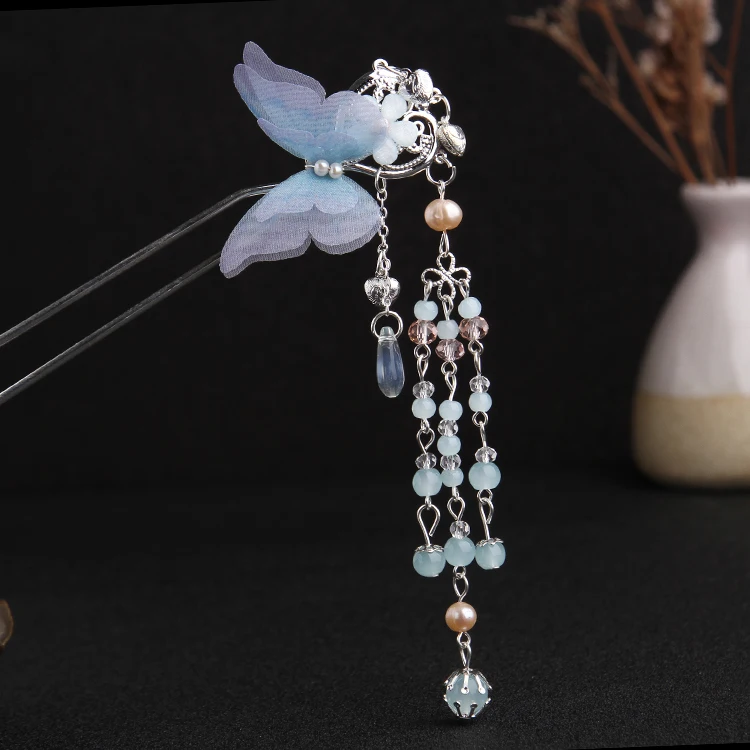 

Butterfly tassel step hairpin braid hairpin Hanfu hair accessories Hanfu ancient style daily Chinese elements