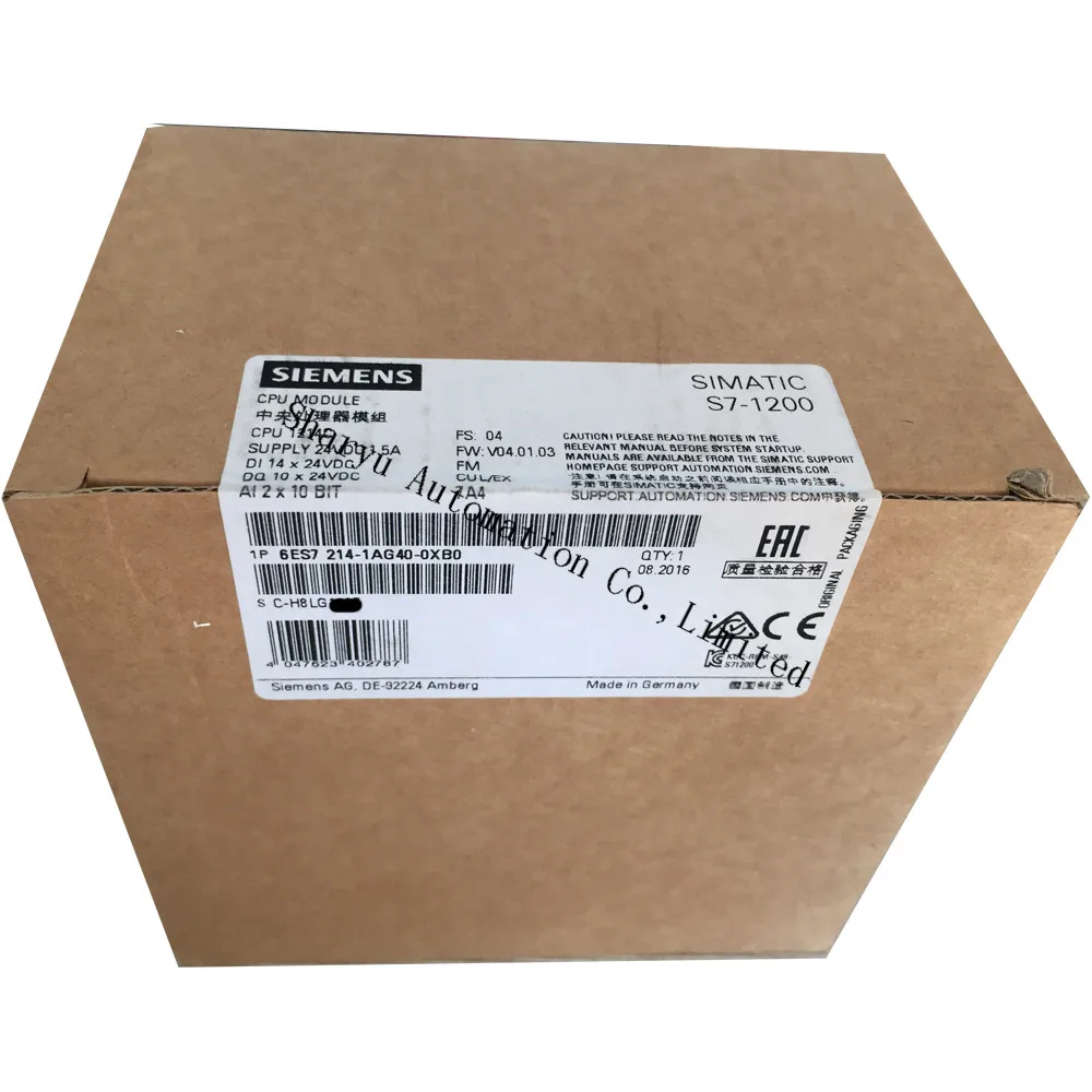

Original SIMATIC S7-1200 CPU 1214C compact CPU Module 6ES7214-1AG40-0XB0 Sie cpu 6es7214-1ag40-0xb0 New in box 1 year warranty