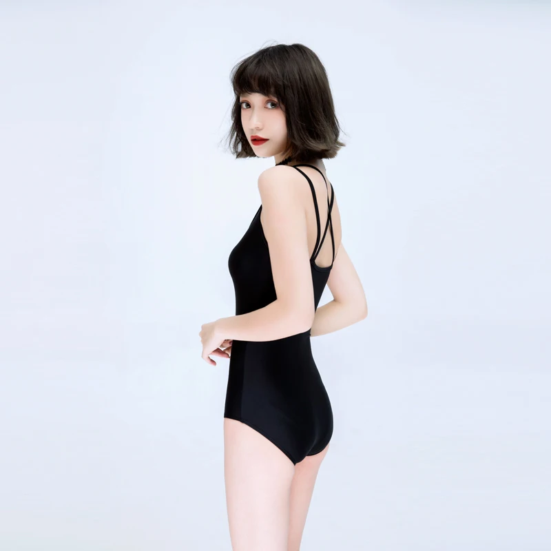 

Korean Japanese Super Cute Lovely Sweet Solid Women Sexy One Pieces Swimsuit body suit Halter bathing suit Hollow Out Swimwear