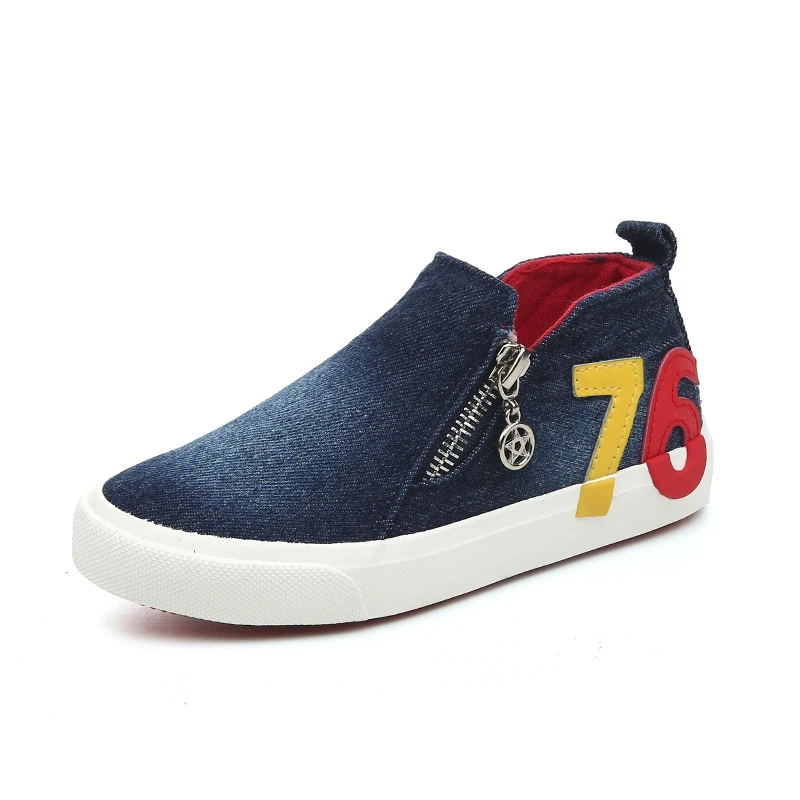 

New Spring/Autumn Casual Children Shoes Digital Pattern Kids Canvas Shoes Jean Colors Boots Zipper Side Boys Girls Sneakers