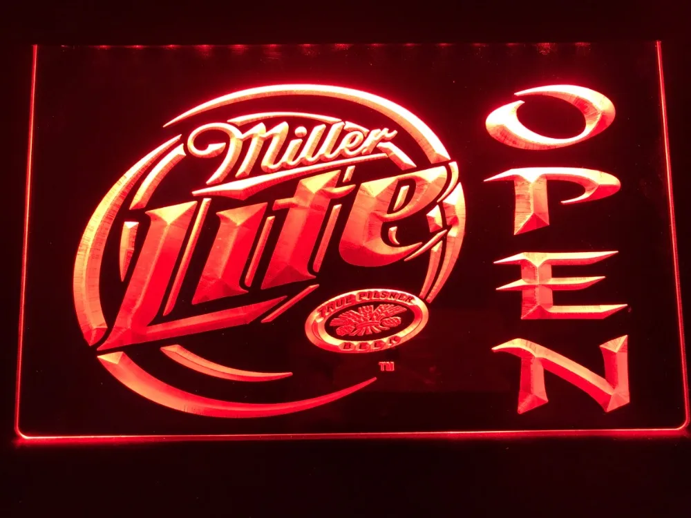 029 Miller Lite/Пиво открытый бар светодиодный неоновый светильник знак|Таблички и