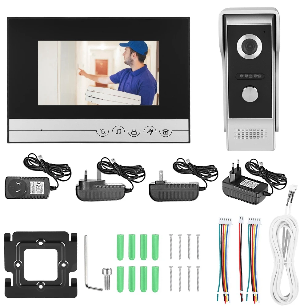 7in 100 V-240 V TFT lcd Видео дверной звонок монитор визуальный домофон дверная камера телефон IR
