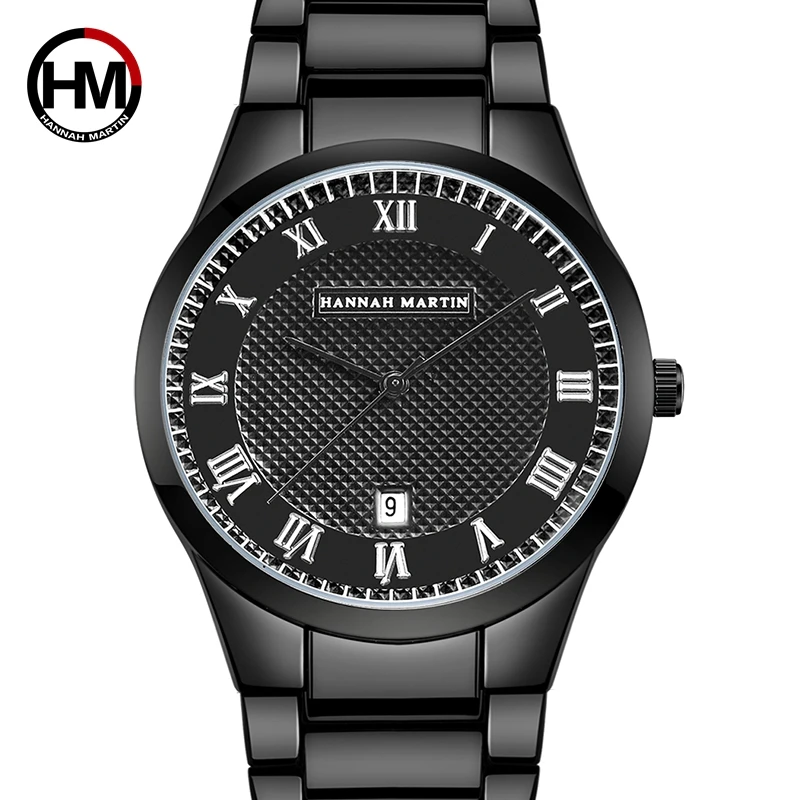 

HANNAH MARTIN Mens Top Brand Luxury Sport Watches Waterproof Quartz Watch Man full steel Military Wrist watch Relogio Masculino