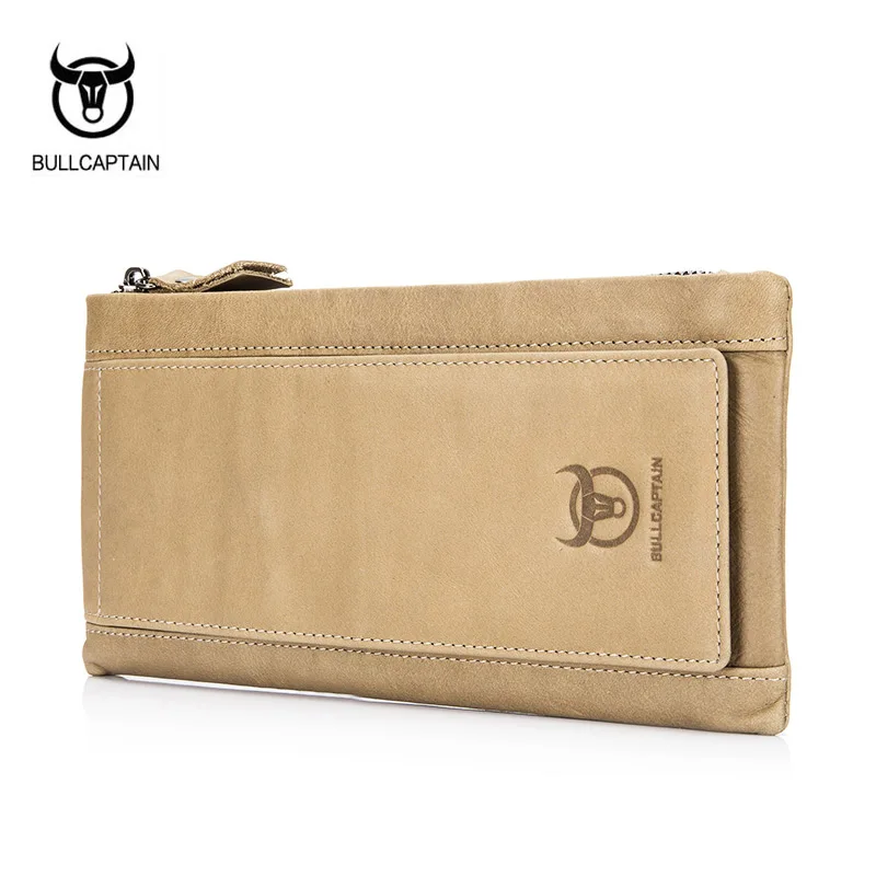 

BULLCAPTAIN fashion genuine leather men wallets light card holders male clutch long wallet money bag men purse brand wallets