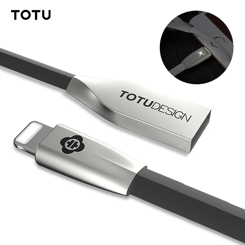 

TOTU LED Light USB Cable For iPhone X XS Max XR 8 7 6 6s Plus SE iPad Fast Charging Charger Cable Data 2.4A Mobile Phone Cable