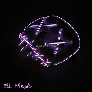 

Hot Sales Creative Holloween General EL Wire LED Light Ghost Dance Glowing Mask Men and Female Black Mask Party Decoration