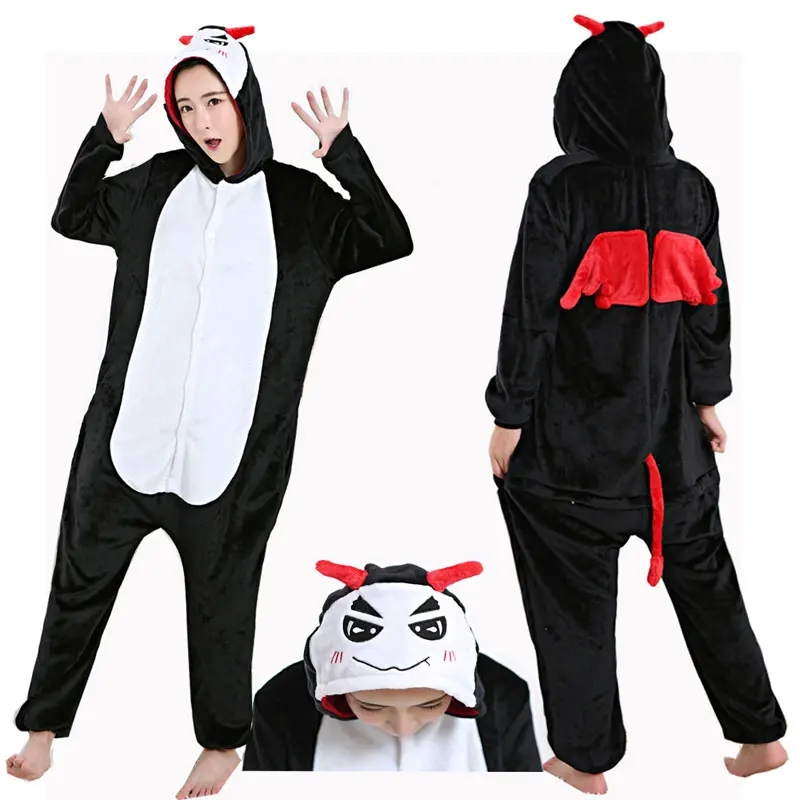 

2019 New pijama stitch flannel autumn winter pajamas demon cartoon Onesie pyjama men women cartoon Siamesecouple Sleepwear