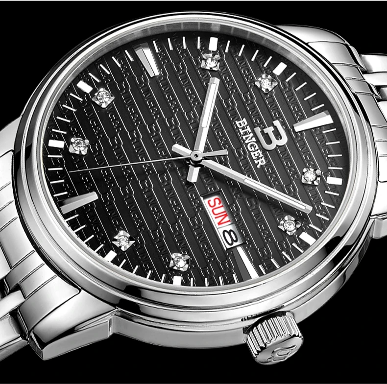 Пара часов Бингер для мужчин s бизнес-платье часы Роскошные 50 м водонепроницаемые спортивные часы для мужчин модные женские часы для влюбленных Кварцевые часы