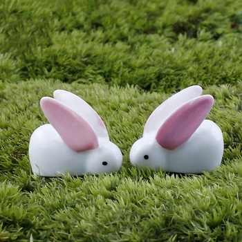 

ZOCDOU 2 Pieces Resin Cute Little White Rabbits Garden Decoration Desk Upholstery Craft Flowerpot Ornaments Figurines Miniatures