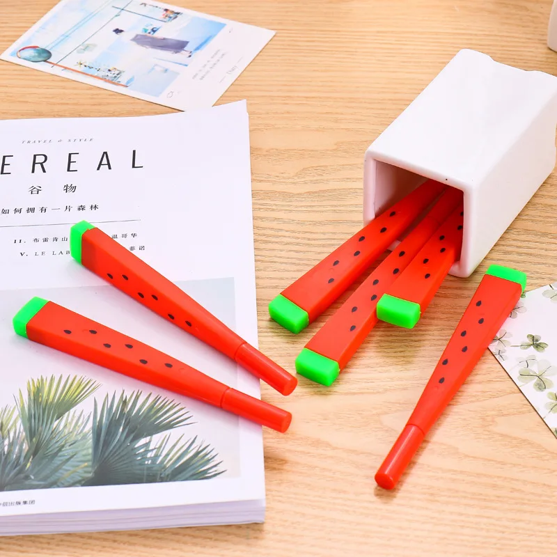 

1 Pcs Korean Stationery Cartoon Cute Watermelon Pen Advertising Creative Bent School Office Gel Pens Gift