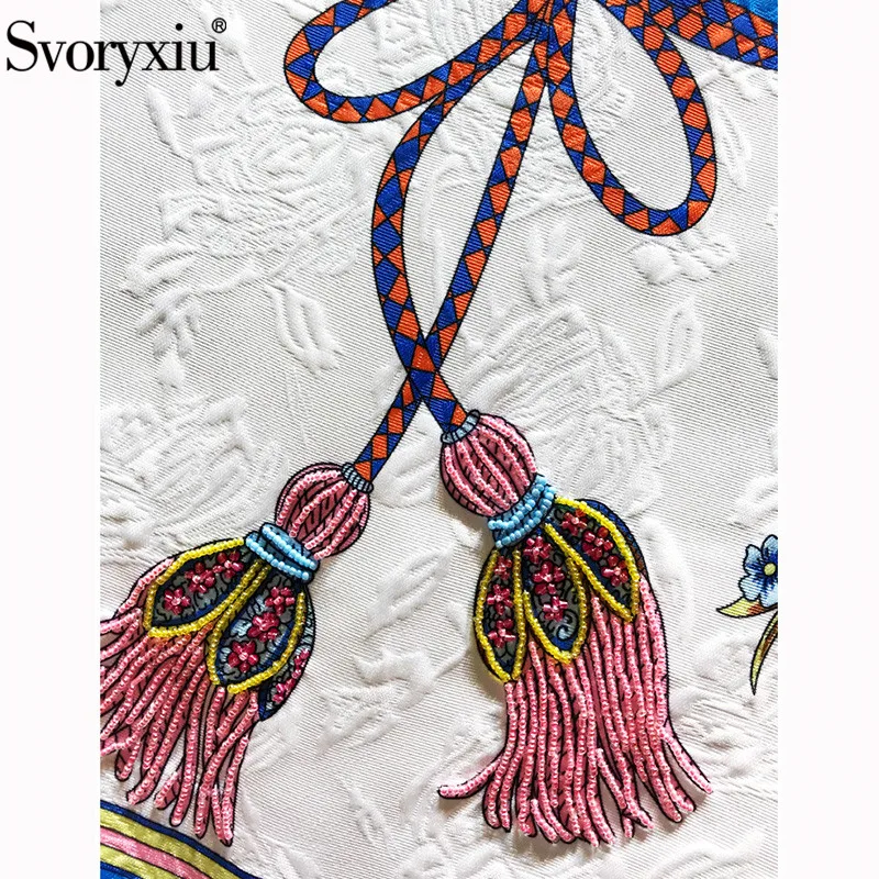 Женское жаккардовое платье-чехол Svoryxiu, бежевое винтажное короткое платье с цветочным принтом, расшитое бисером, одежда для вечеринки на лето