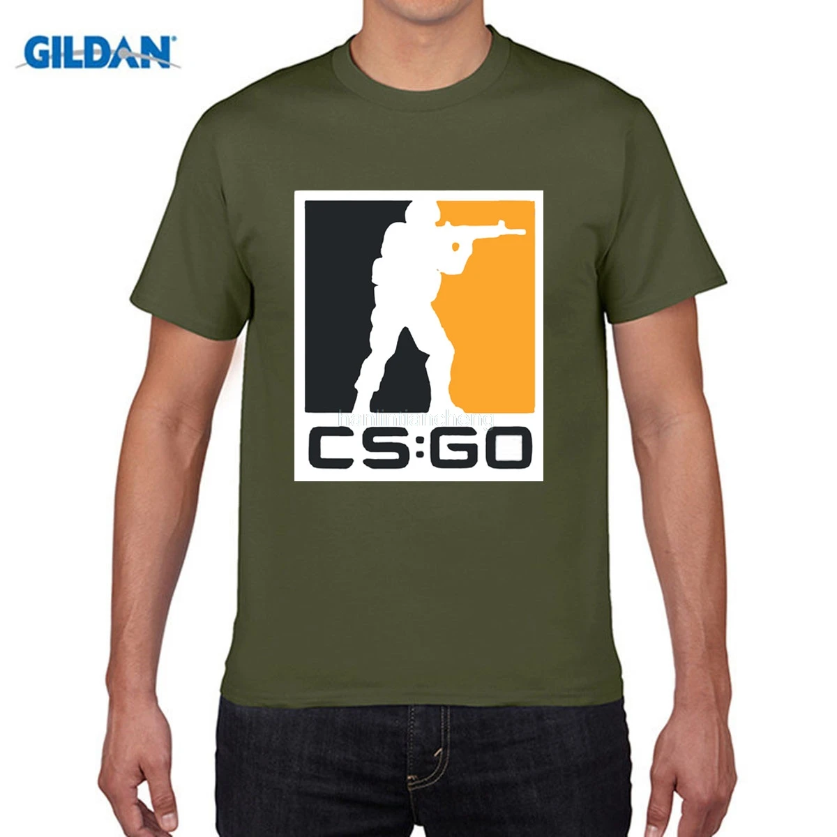GILDAN футболка с круглым воротником из чистого хлопка CSGO модная XXXL черная коротким