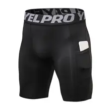 Men’s professional gym fitness shorts with pockets sports running training wicking quick-drying elastic tight shorts