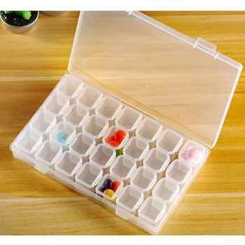 

28 Slots Nail Art Storage Box Plastic Case Organizer Holder For diamond painting Rhinestone Beads jewelry Ring Earrings AS884