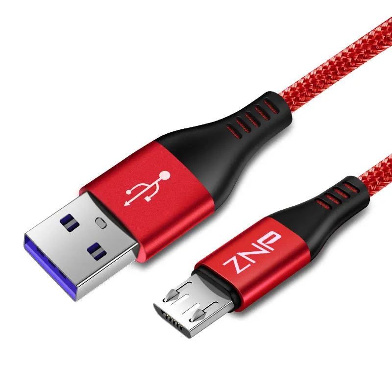 ZNP Micro USB кабель 3A Быстрый кабель синхронизации данных и зарядки для samsung huawei Xiaomi LG Andriod 3.0A Micro usb кабели для мобильных телефонов - Цвет: Красный