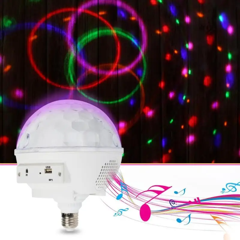 

E27 Crystal Magic Ball LED Stage Light Bluetooth U Disk MP3 Auto Rotating DJ Disco Lamp Lamp Christmas KTV Party 7 Colors