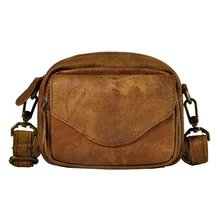 Лидер продаж, Мужская винтажная маленькая сумка-мессенджер из натуральной воловьей кожи высокого качества, сумка на пояс, сумка 6803