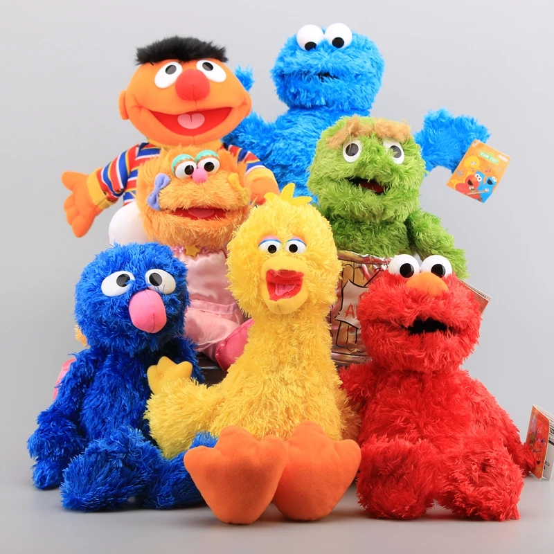 7 Tekens Sesamstraat Handpop Knuffels Elmo Cookie Monster Ernie Grote Vogel Grover Kinderen Soft Poppen 21 40 Cm|stuffed doll|plush toysbig bird - AliExpress