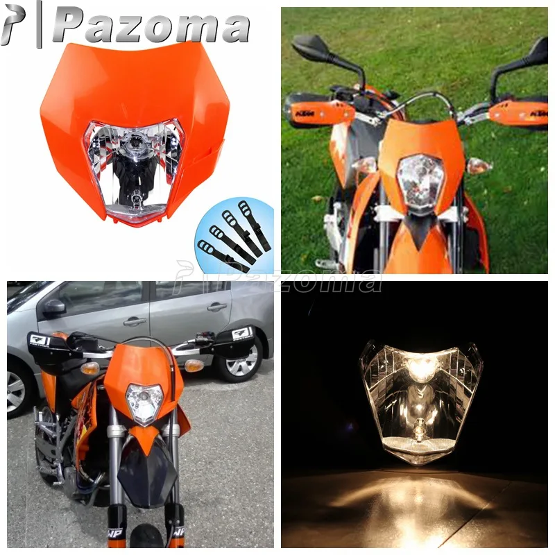 Orange Motorcycle Headlight Dirt Bike Motocross Lighting Head Lamp