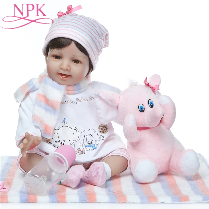 

NPK 22inch 55cm Silicone Reborn Baby Dolls Toys Soft Lifelike Smiley Face Baby Fashion Girl Princess Bonecas Babies Doll Toys