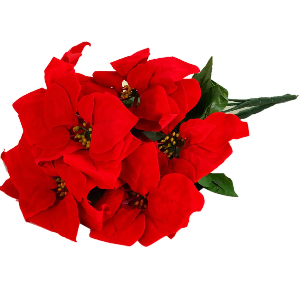 Искусственные букеты Poinsettia, свадебные украшения для гостиной, спальни, цветочные украшения