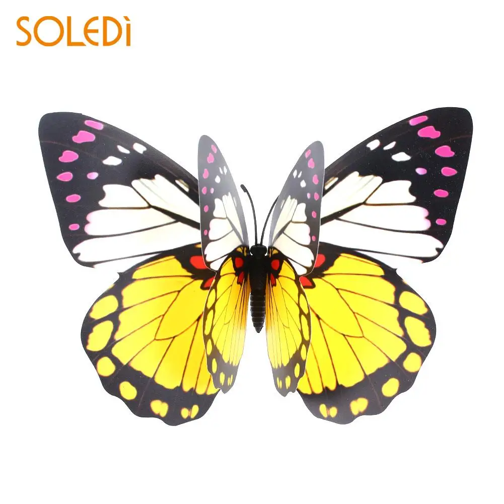 Garden Art Butterfly Garden Decor Lawn Decoration Garden Ornament Lifelike Plastic Beautiful Creative 3D Flowerpot Color Random