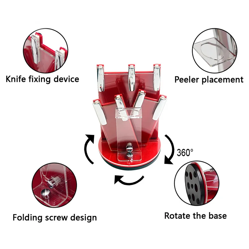 Высококачественные акриловые держатели для ножей, 360 градусов, кухонный блок для ножей, модный керамический держатель для хранения ножей