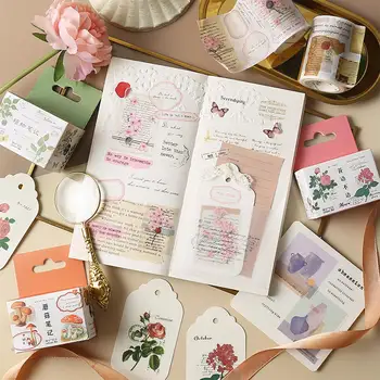 

Plant Notes/Retro Flowers/Cherry Letters/Mushroom Postmark Note vintage decoration washi tape DIY scrapbooking masking tape