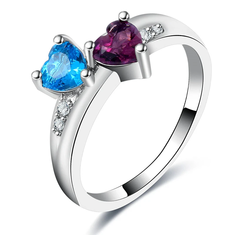 Garilina New listing jewelry double heart blue and purple