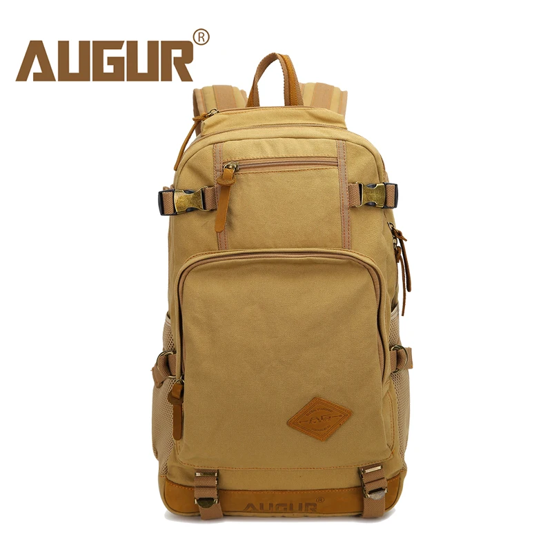 

AUGUR Men Backpacks Vintage Canvas Leather Men's Backpack Larger Capacity Travel Bags For Men Male Schoolbag 14 inch Laptop Bag