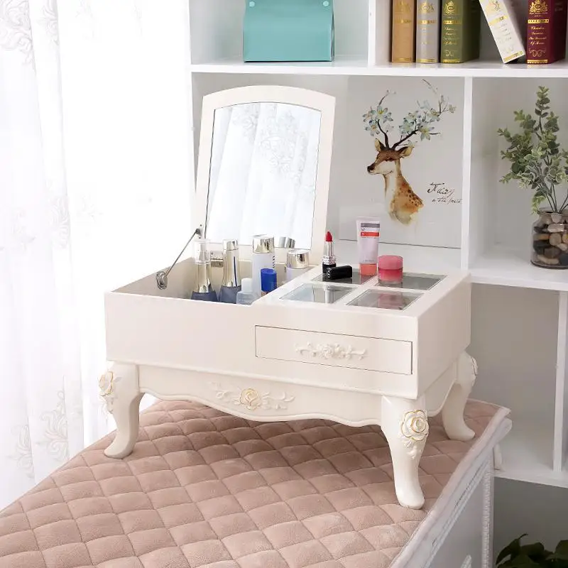 Bay Window Dressing Table Multi Function Makeup Cabinet Net Red Mini Bedroom Dressing Table European Small Simple