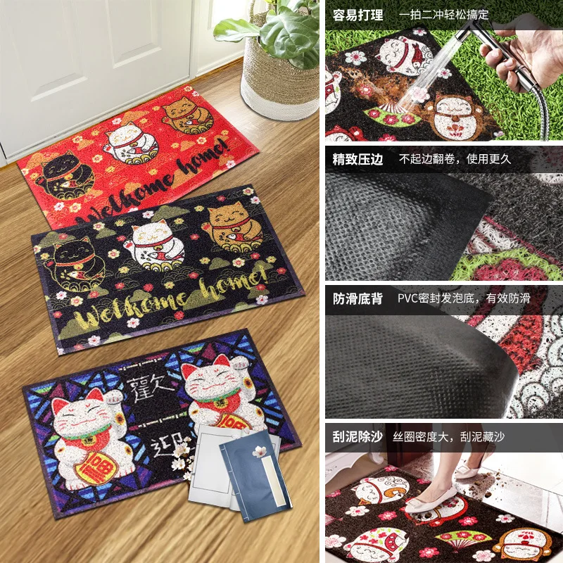 Высокое качество ПВХ Материал ковер с изображением из мультфильма Lucky cat печатных