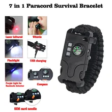Многофункциональный Bracelet7-in-1 открытый креативный лазер для выживания на открытом воздухе/флэш-светильник/вспомогательный светильник ручной работы инфракрасный браслет 21-0040