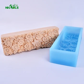 

Loaf Silicone Soap Mold Big Rectangle with Decorative Patterns on the Bottom for Craft Handmade Tool Mould