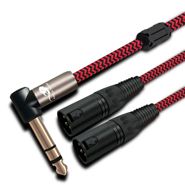 Stereo Jack 1/4'' TRS 6.35mm Male to Dual XLR Male Audio Cable For