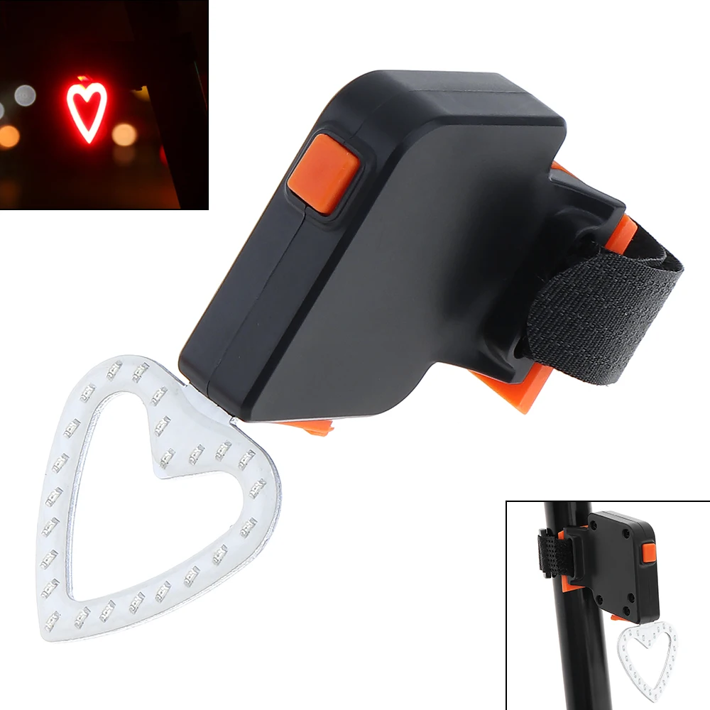 

Waterproof LED Heart Shape USB Rechargeable Bicycle Red Rear Light with 5 Lighting Modes for Bicycle