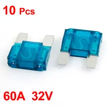 X Autohaux 10 шт. 60A Авто ботинки в байкерском стиле, большой Размеры плавкий предохранитель синий 32 V постоянного тока